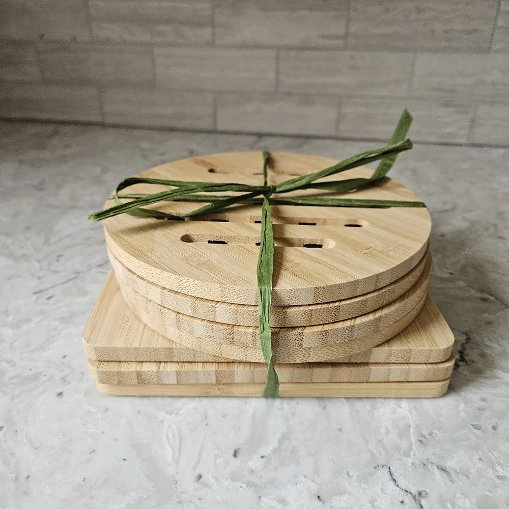7 Bamboo  Trivets, Desk Protectors, Mat Set